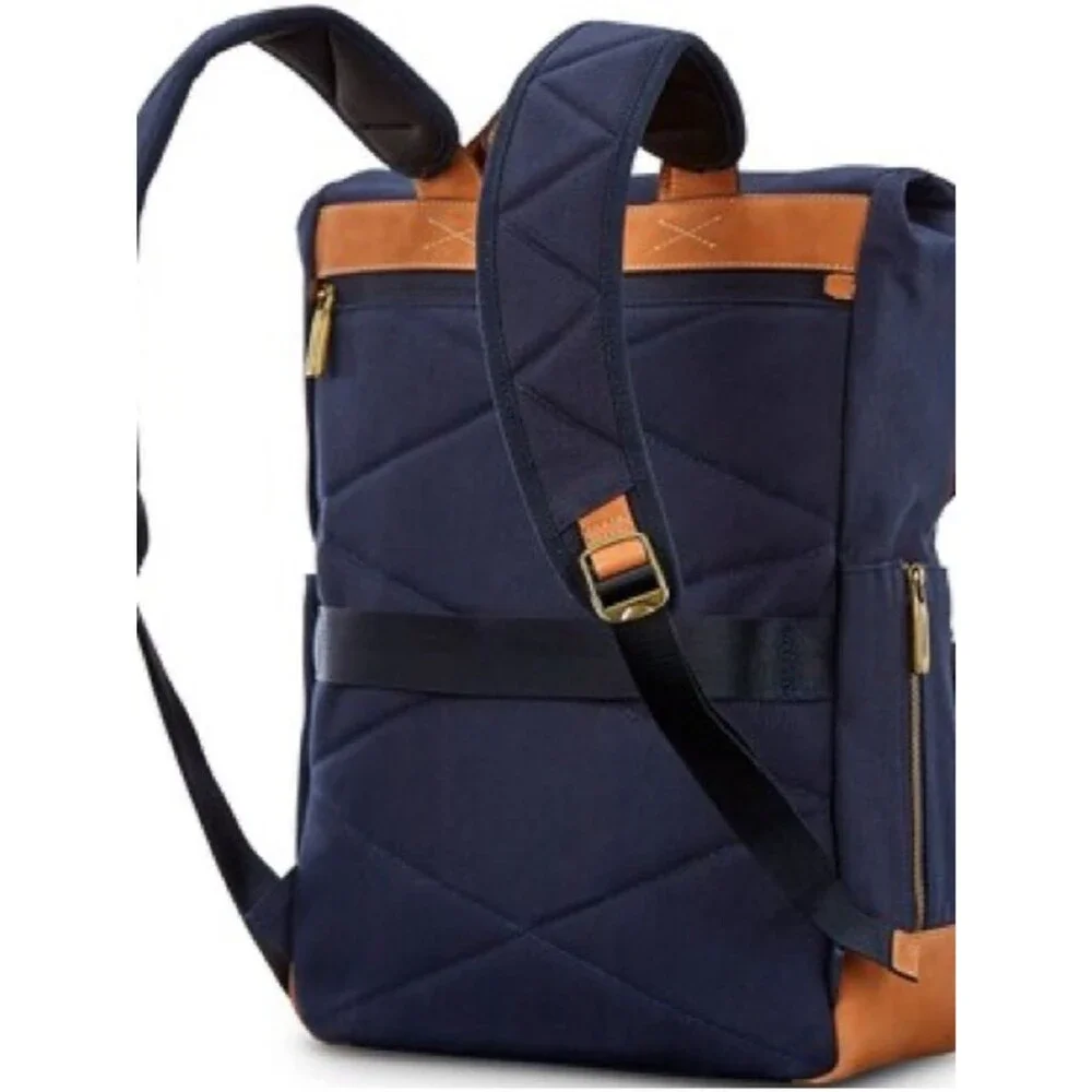 Hartmann Classic Navy Canvas Backpack  Trim Classic Navy Canvas Tan Leather Trim